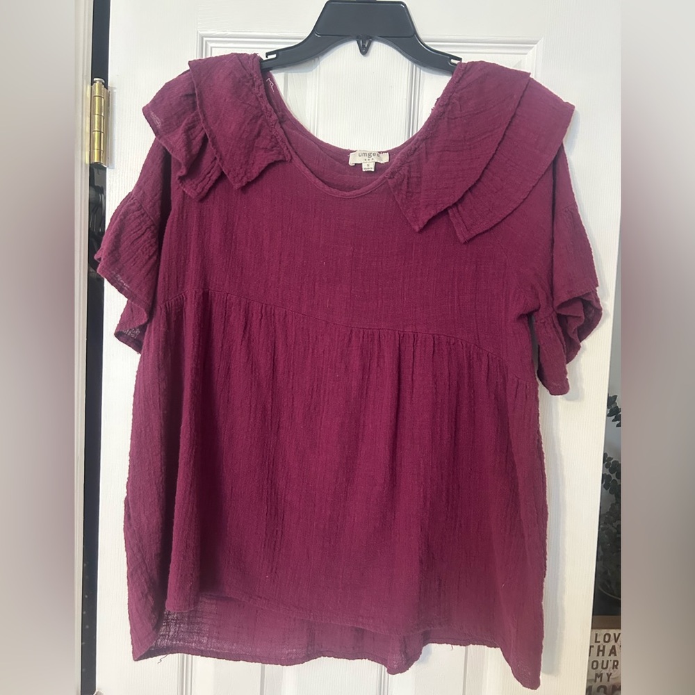 Umgee Plum Ruffle Blouse